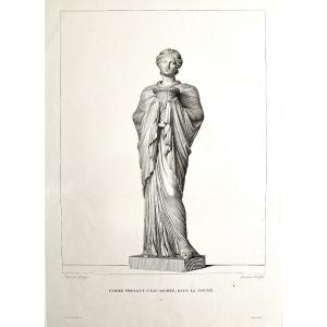 Etching Mythological Engraving Psyche Greek Goddess Soul 19th C Old Print