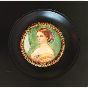 L'Impératrice Eugénie femme de Napoléon III portrait miniature 