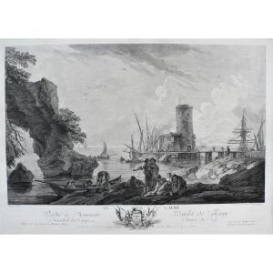Etching  Seascape Engraving After Joseph Vernet 18th C Old Print
