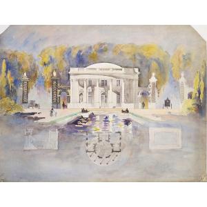 Dessin d'Architecture Aquarelle Palais Néo-classique 