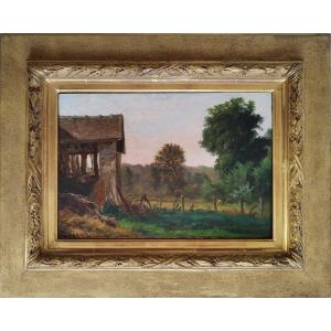 Landscape Oil Painting By Alphonse Jouatte 19th Century