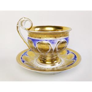 Grande Tasse à Chocolat En Porcelaine de Paris Peinte  à la Main19ème