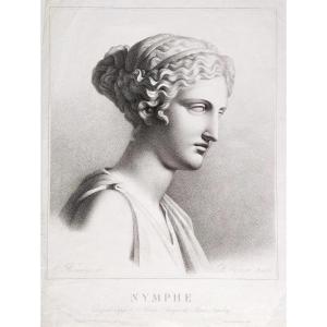 Nymphe Gravure ancienne néoclassique 19ème