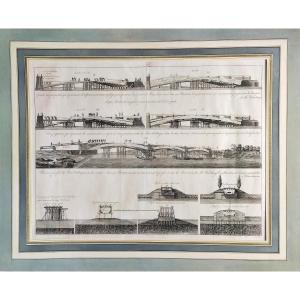 Gravure ancienne Architecture Carl Friedrich Von Wiebeking l'Art De La Construction Des Ponts