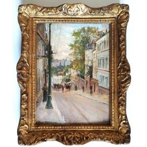Tableau paysage Paris Montmartre huile sur panneau Paul Delance