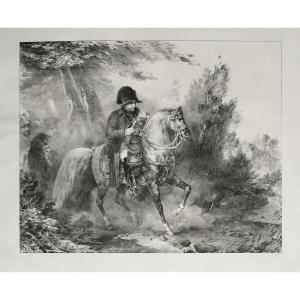 Napoléon à cheval bataille d'Iéna Toussaint Charlet lithographie