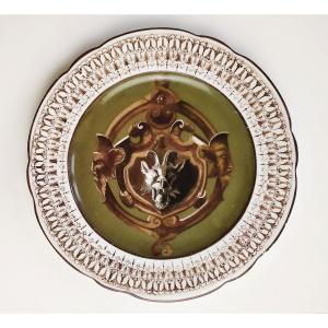  Assiette En Porcelaine Peinte à La Main Décor De Grotesque Signé XIXème