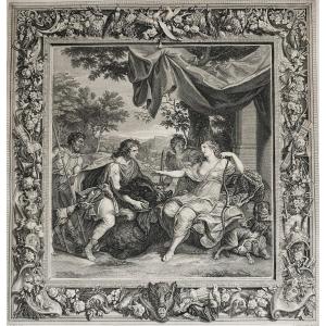 Gravure mythologique Méléagre et Atalante d'après Charles Le Brun 18ème