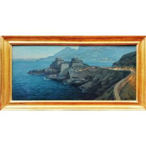 Tableau huile Mers el Kebir le fort et la baie de Santa-Cruz par Primitif BONO