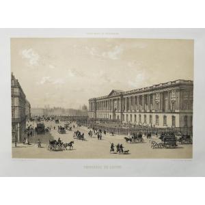 Colonnade du Louvre lithographie XIXè Ph. Benoist et Bayot