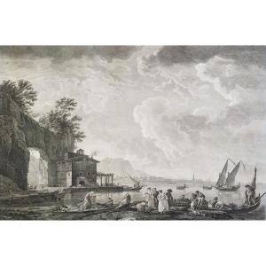 Gravure 18ème Vue de Naples