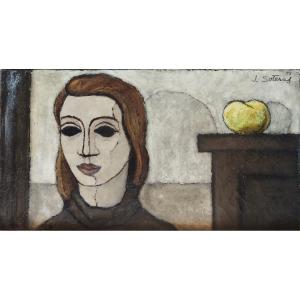 Jorge Soteras, Oil Painting Woman With An Apple