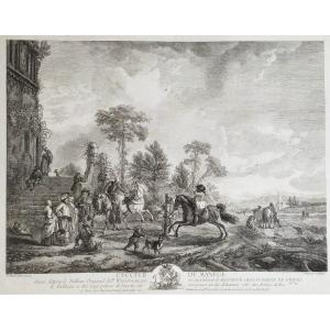 Chevaux manège gravure 18ème