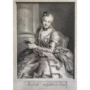 Charlotte Gaucher De Mouchy Countess D’hérouville 18th-c Etching By Louis Surugue, After Coypel
