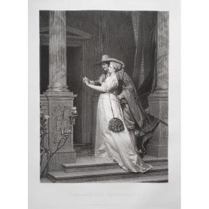 Etching Engagement Ring: Large Engraving Based On Willems, 19th Century Old Print