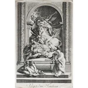 Projet de tombeau gravure par Floding Per Gustac d'après Challe XVIIIème