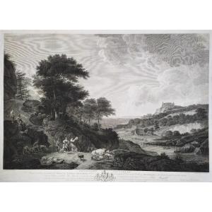 Château De Bentheim  l'Amusement Du Berger Gravure  d'Après Nicolas Berchem 1798