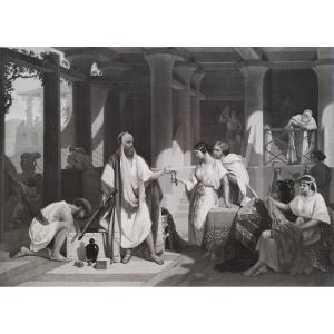 Orientalist Etching Biblical Scene After Schopin