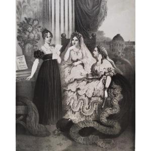 Portrait Of Empress Hortense Josephine And Eugenie Lithograph 19th