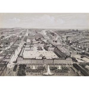 Paris Vue Panoramique Lithographie 19ème