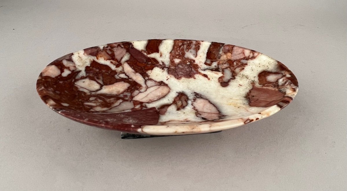 Oval Cup In Red Marble Veined With White XXth Century-photo-4