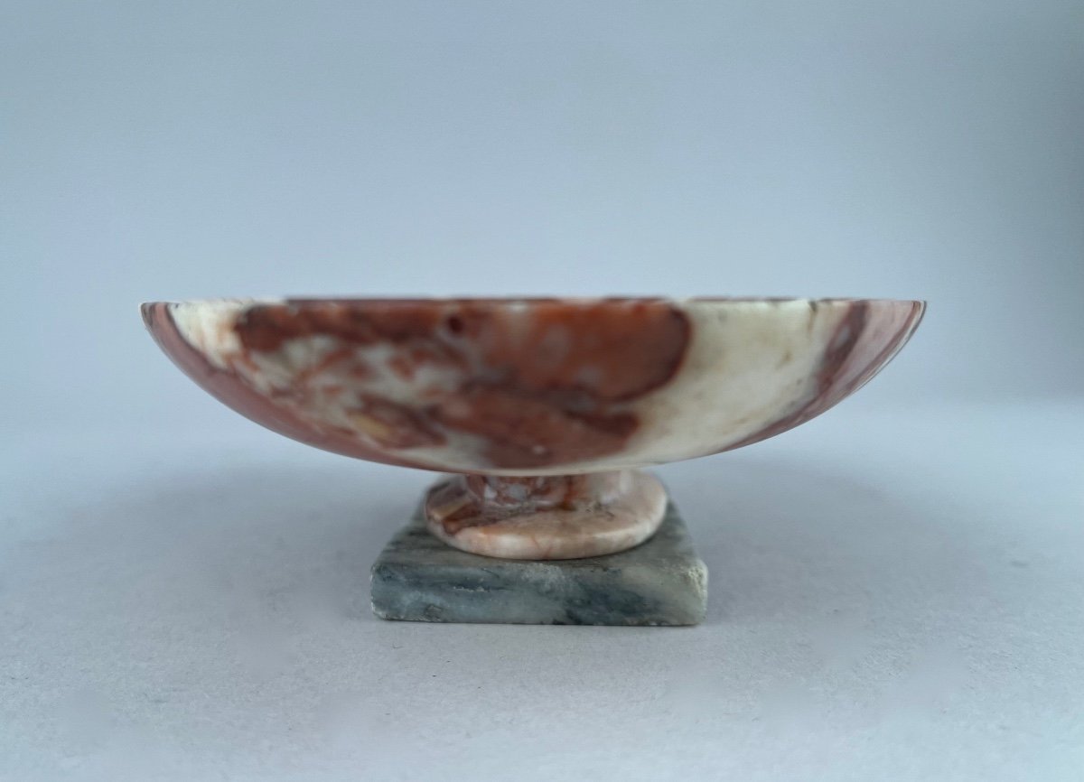 Oval Cup In Red Marble Veined With White XXth Century-photo-5