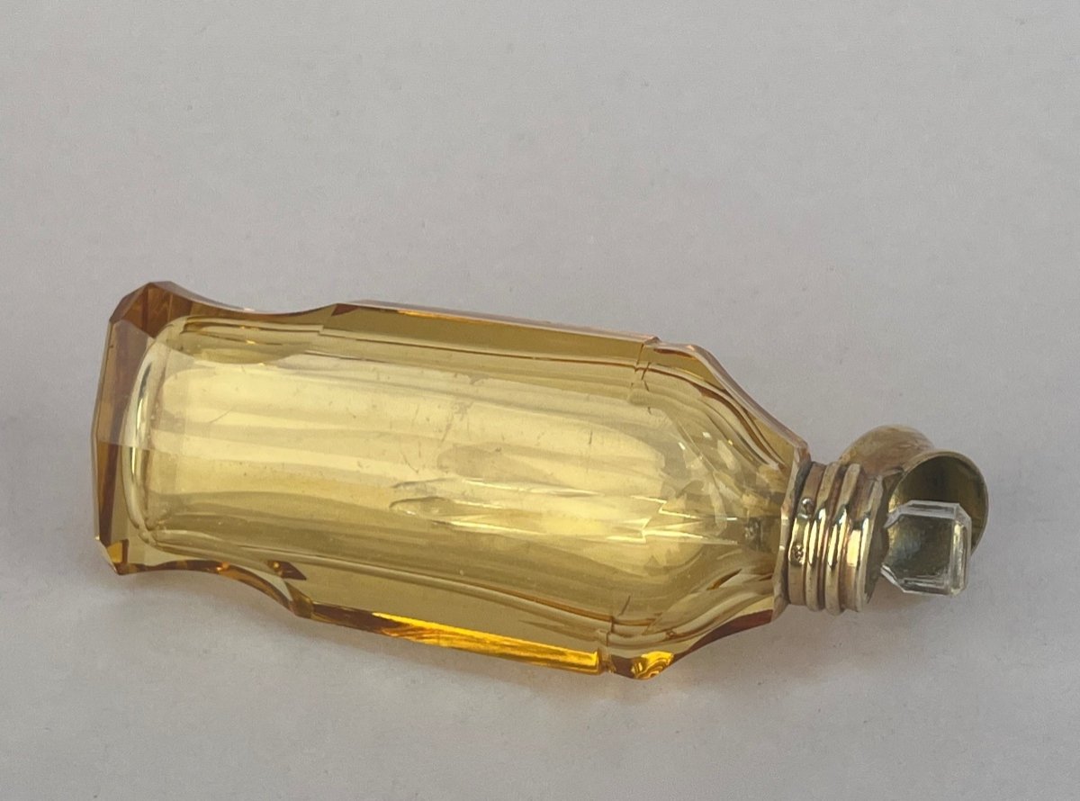 Flacon à Sel En Cristal Jaune Et Vermeil, XIXème Siècle-photo-4
