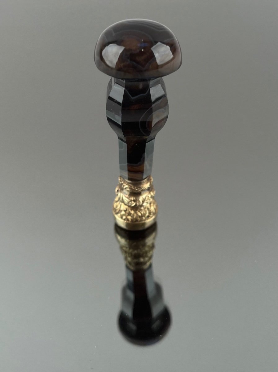 Seal In Agate, Gilded Metal And Intaglio From The Mid-19th Century.-photo-3