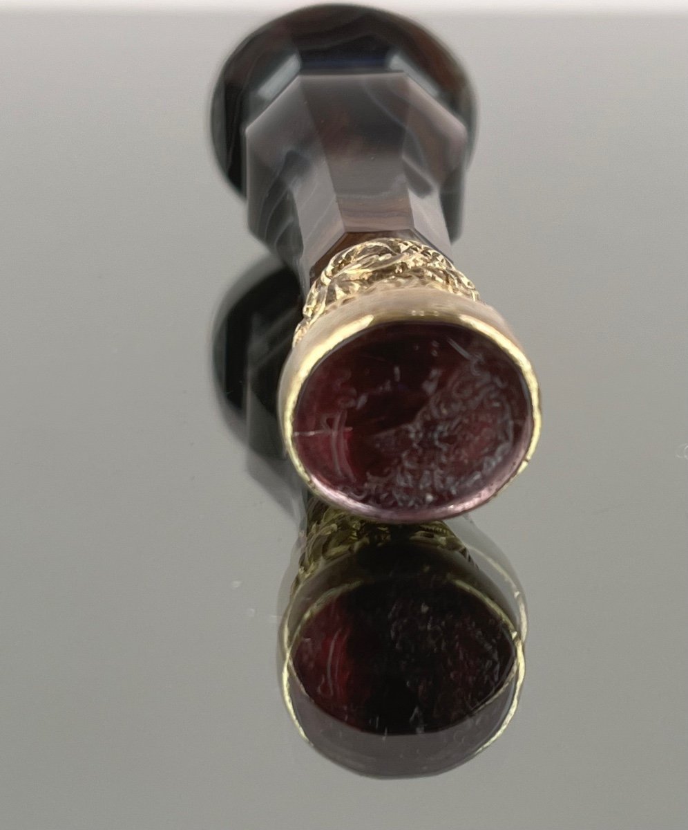 Seal In Agate, Gilded Metal And Intaglio From The Mid-19th Century.-photo-6