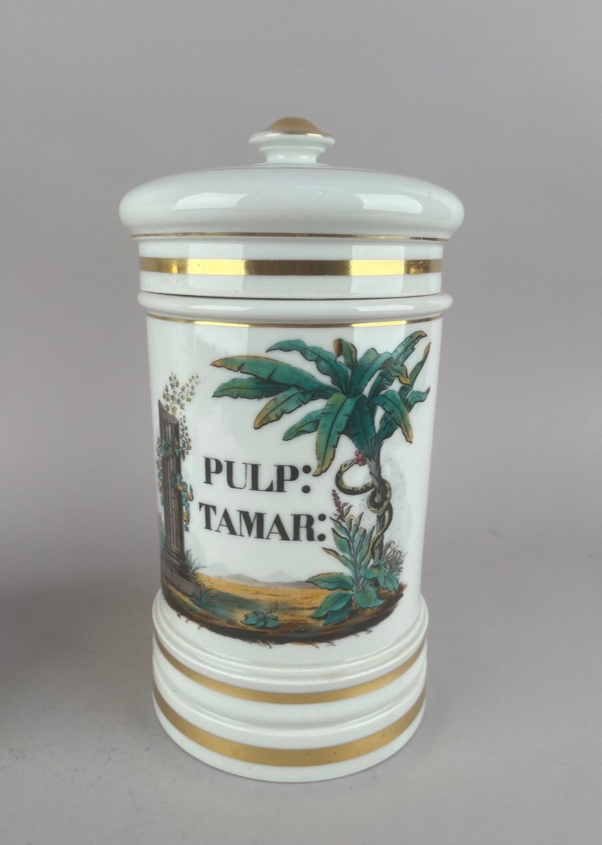 Deux Pots De Pharmacie En Porcelaine De Paris d'époque Louis-philippe-photo-2