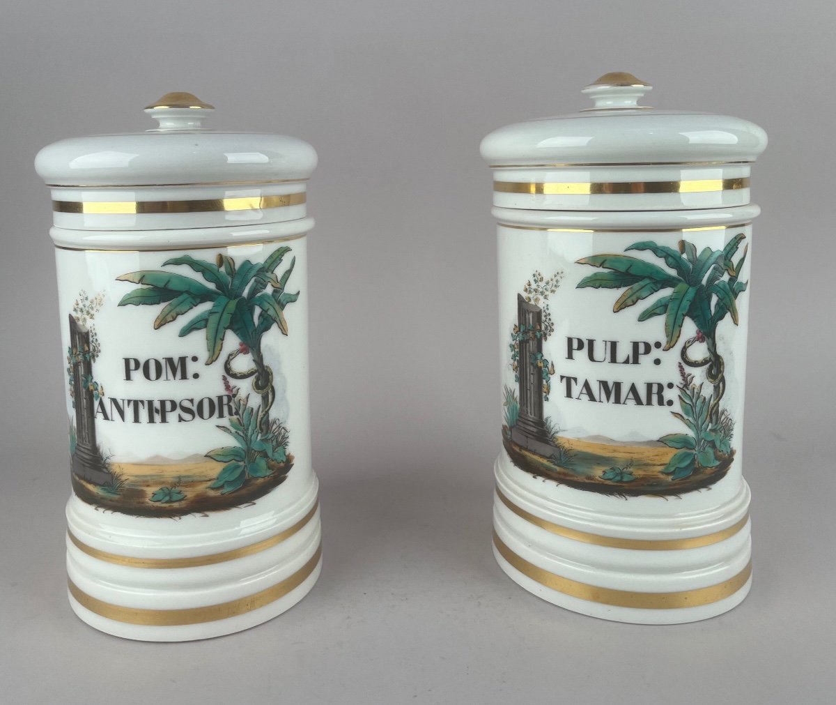 Deux Pots De Pharmacie En Porcelaine De Paris d'époque Louis-philippe-photo-4