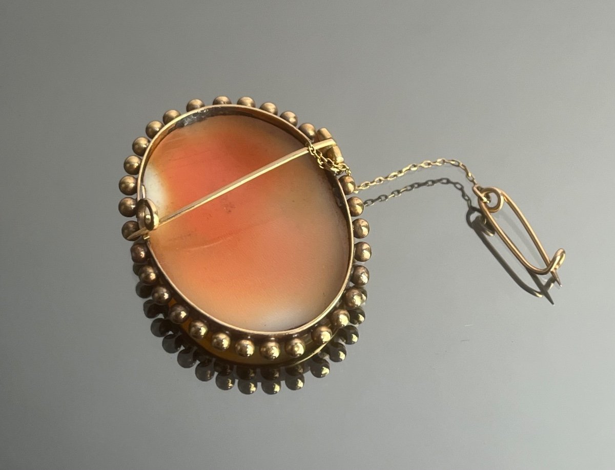 Shell And Late Gold Cameo Brooch From The 19th Century-photo-3