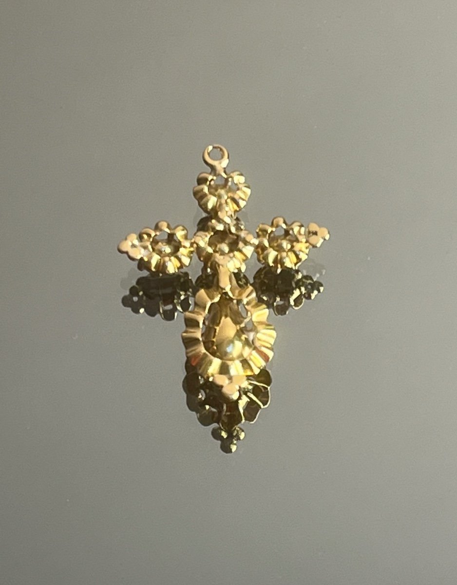 Provençal Cross In Yellow Gold And Diamonds, 18th Century-photo-1