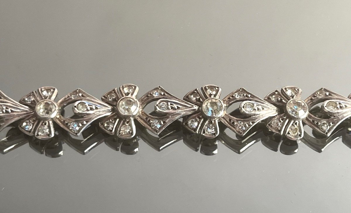 Bracelet En Argent Et Pierres Du Rhin de la fin Du XIXème Siècle-photo-2