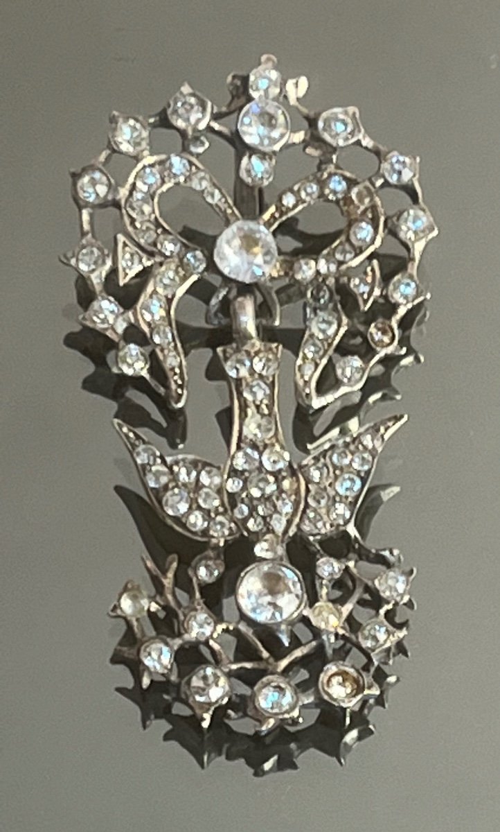 Norman Holy Spirit, Pendant In Silver And Rhinestones From The 19th Century-photo-3