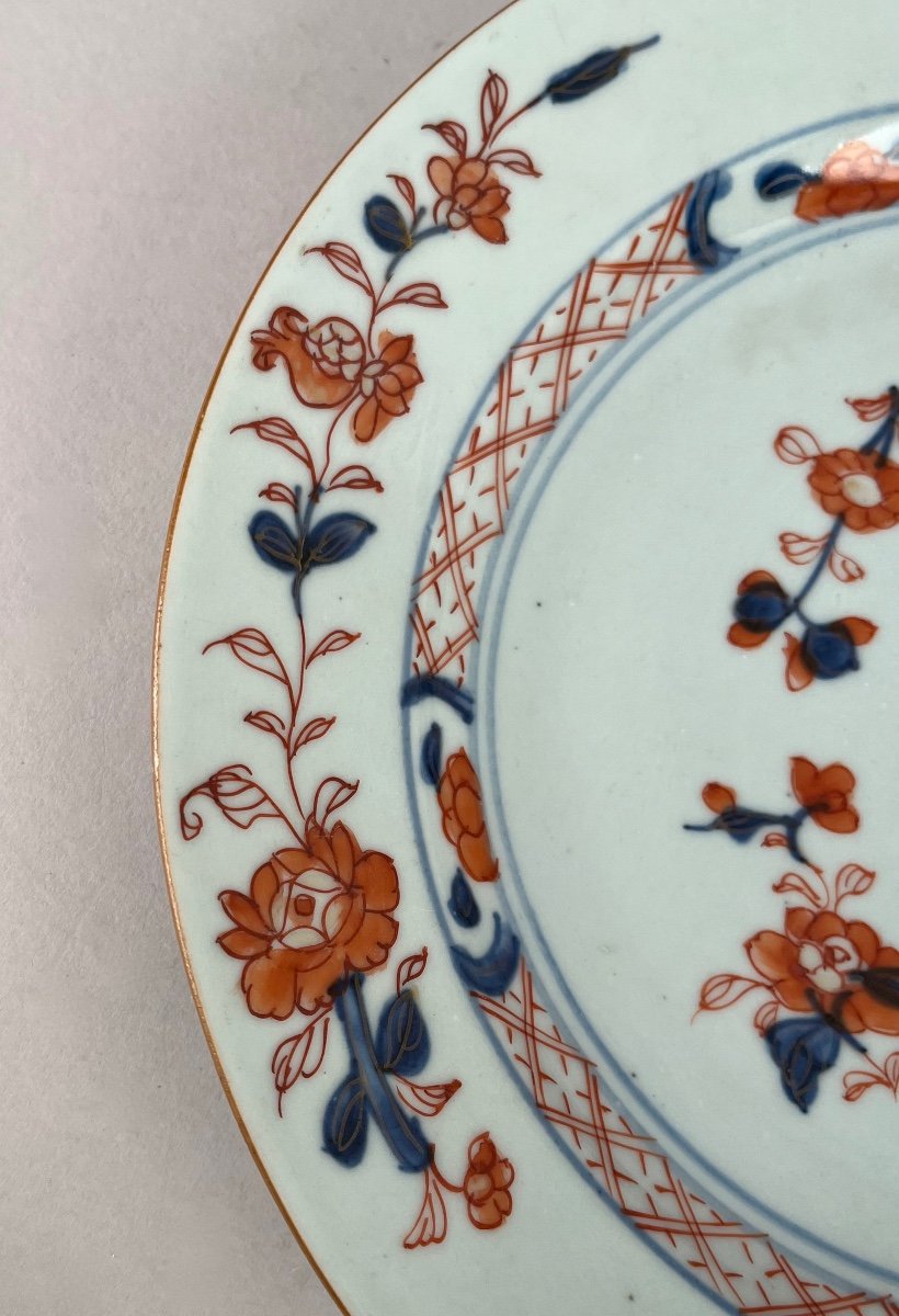 Chinese Porcelain Plate With Imari Decor 18th Century-photo-2