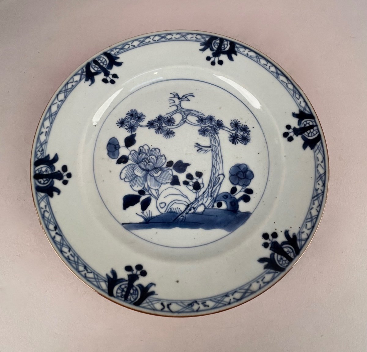 Paire d'Assiettes En Porcelaine " Bleu De Chine" d'époque XVIIIème Siècle-photo-3