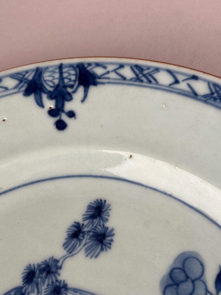 Paire d'Assiettes En Porcelaine " Bleu De Chine" d'époque XVIIIème Siècle-photo-2