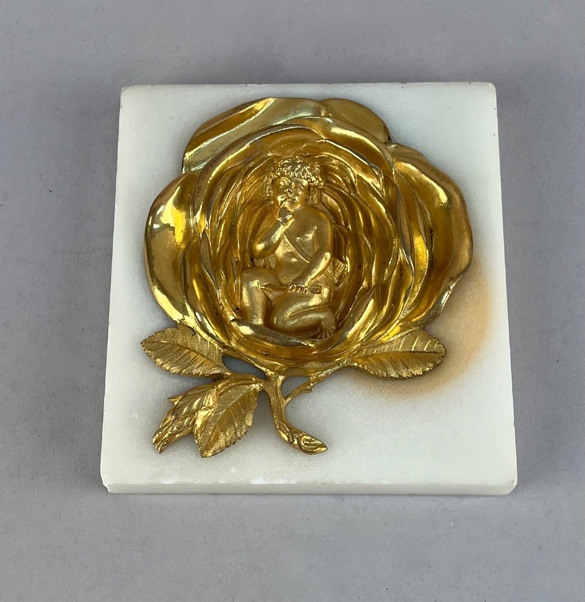 Empire Period Marble And Gilt Bronze Paperweight-photo-3