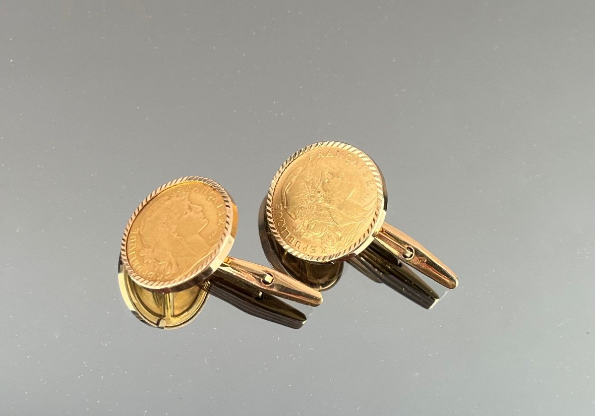 Paire De Boutons De Manchette Avec Francs Or-photo-3