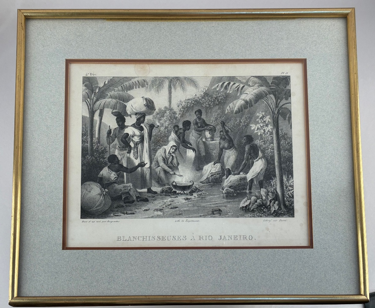 Lithograph: "laundresses In Rio De Janeiro" Restoration Period