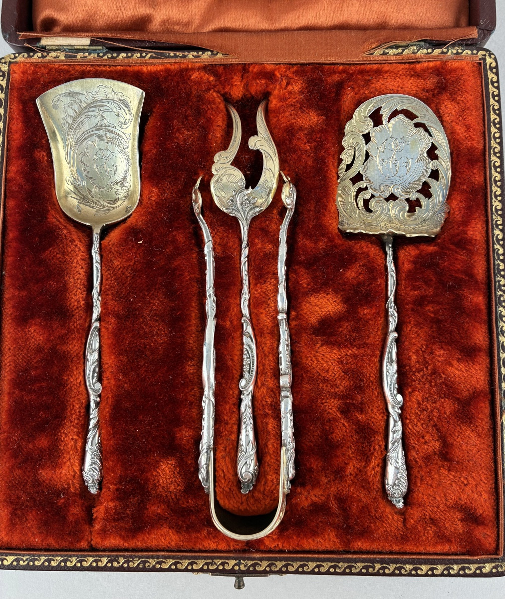 Service à hors d'oeuvre en vermeil et argent  de Paul Tonnelier-photo-3