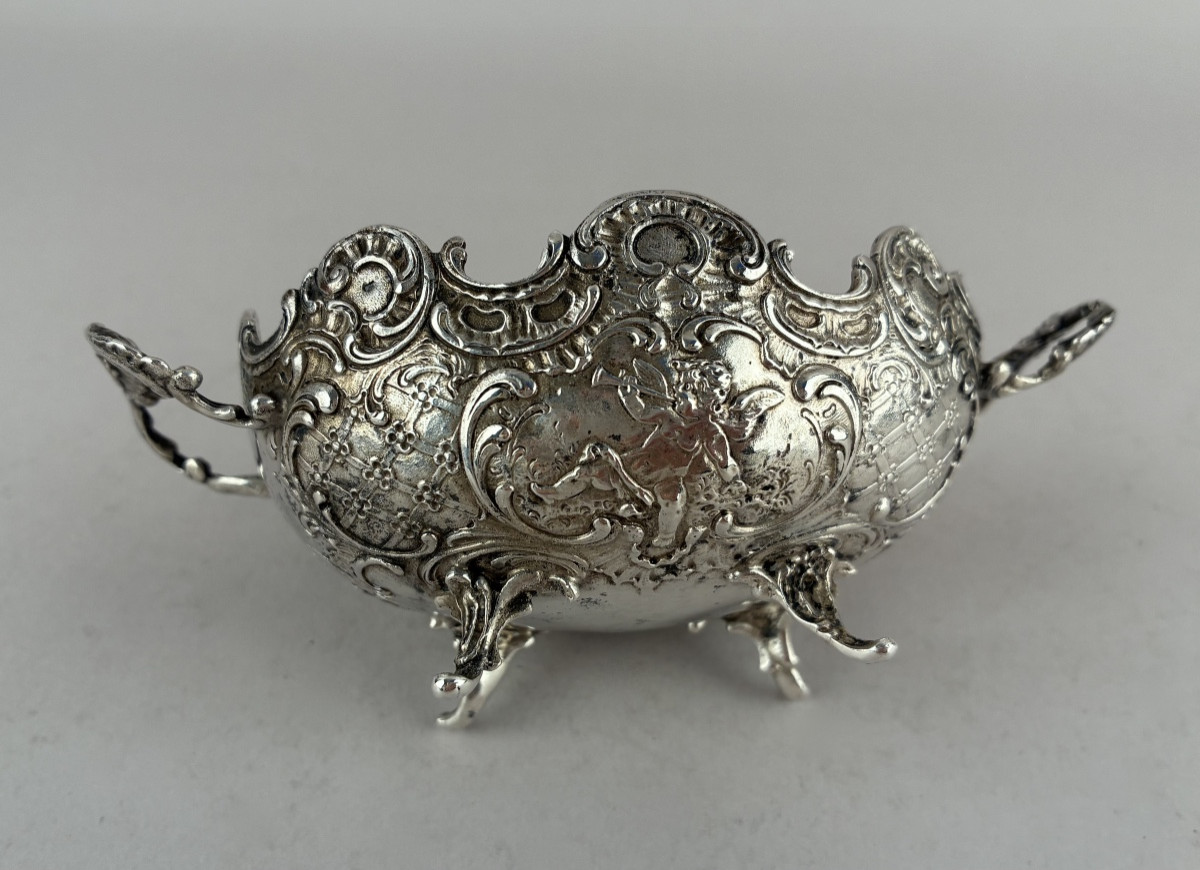 Petite Coupe en argent  de la fin du XIXème siècle et une petite pince en métal argenté-photo-2