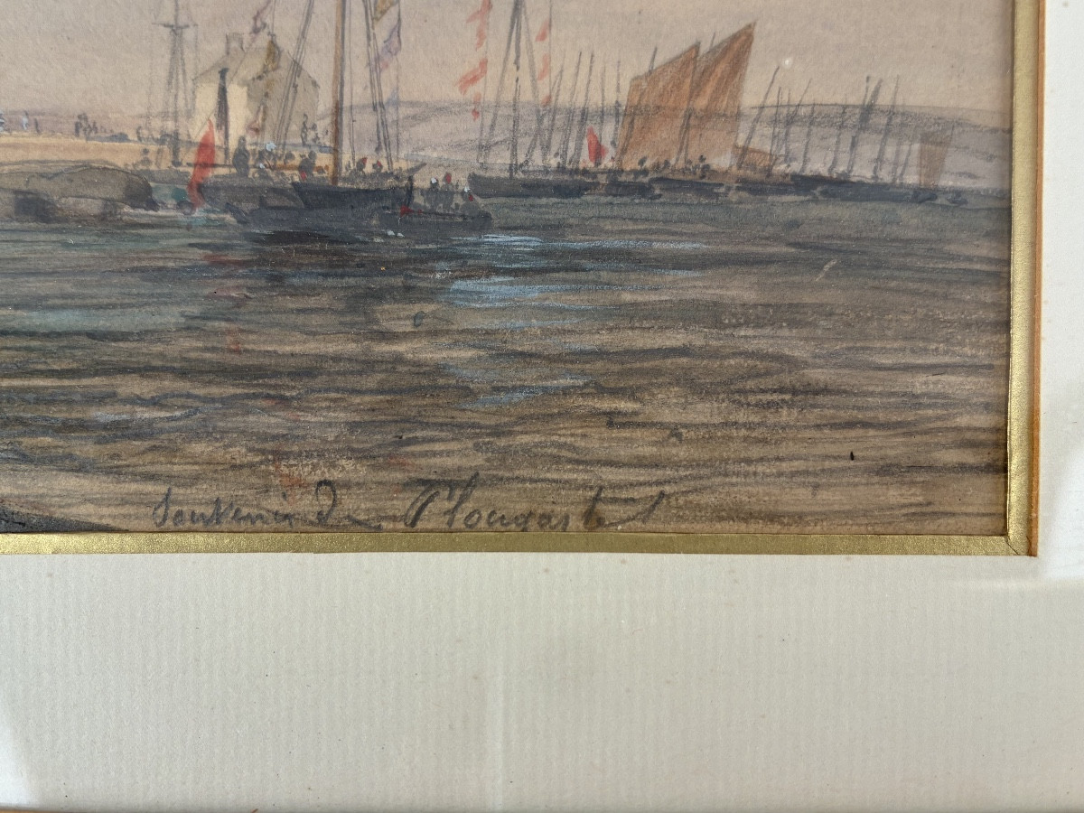 Watercolor "souvenir Of Plougastel" From The 19th Century-photo-4
