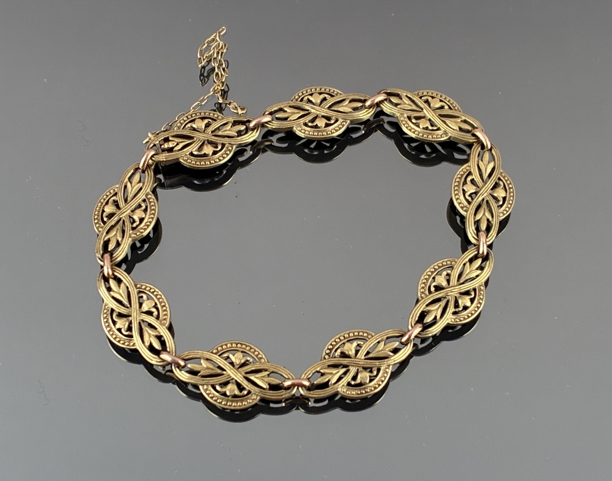 Yellow Gold Bracelet With Quatrefoil Links, Late 19th, Early 20th Century-photo-2