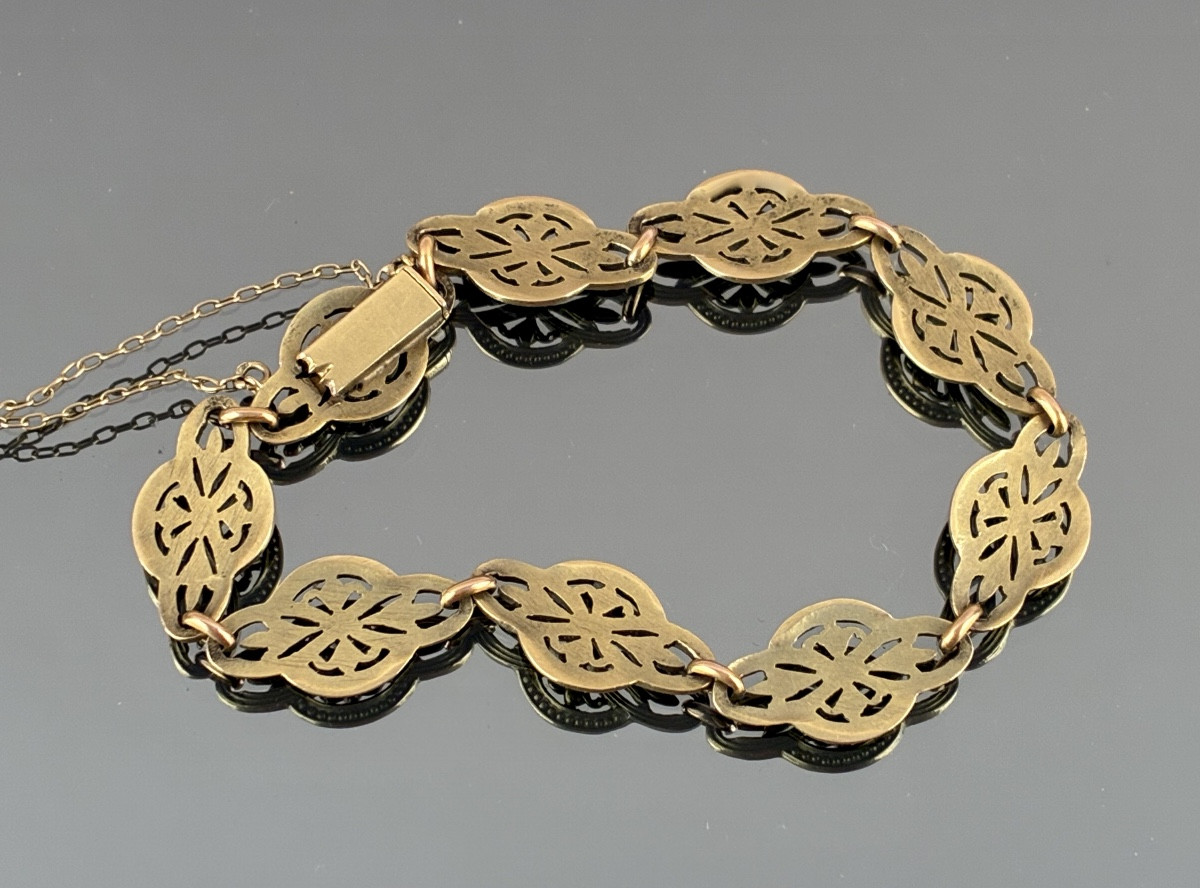 Yellow Gold Bracelet With Quatrefoil Links, Late 19th, Early 20th Century-photo-1