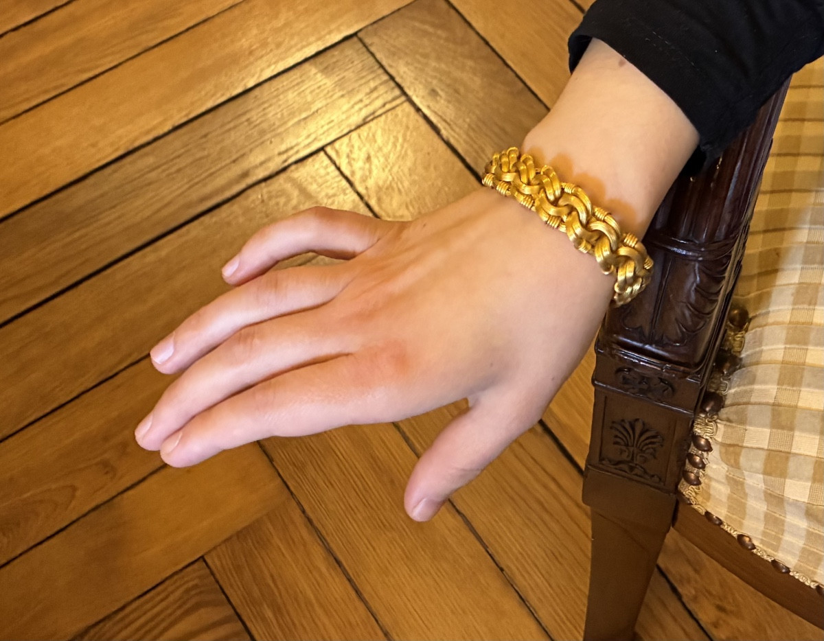 Bracelet en or jaune à mailles nouées de la deuxième moitié du XIXème siècle-photo-4