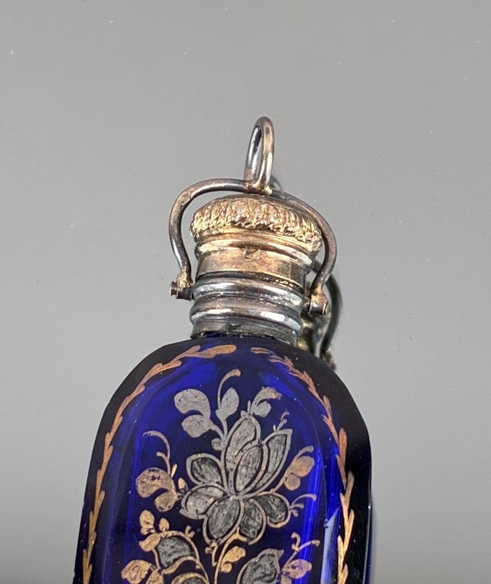 Vintage Blue Crystal And Vermeil Salt Shaker Restoration Period  -photo-2