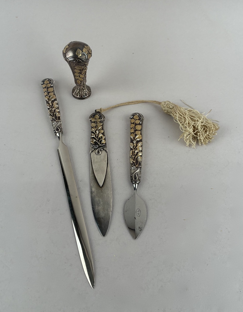 Nécessaire de bureau  en argent et vermeil début XXème siècle-photo-7