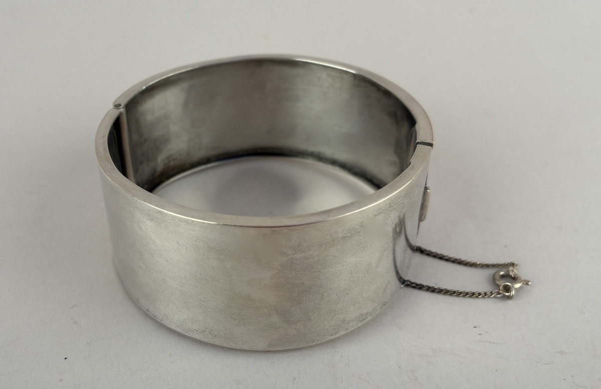 Bracelet rigide en argent et or du XIXème siècle-photo-2